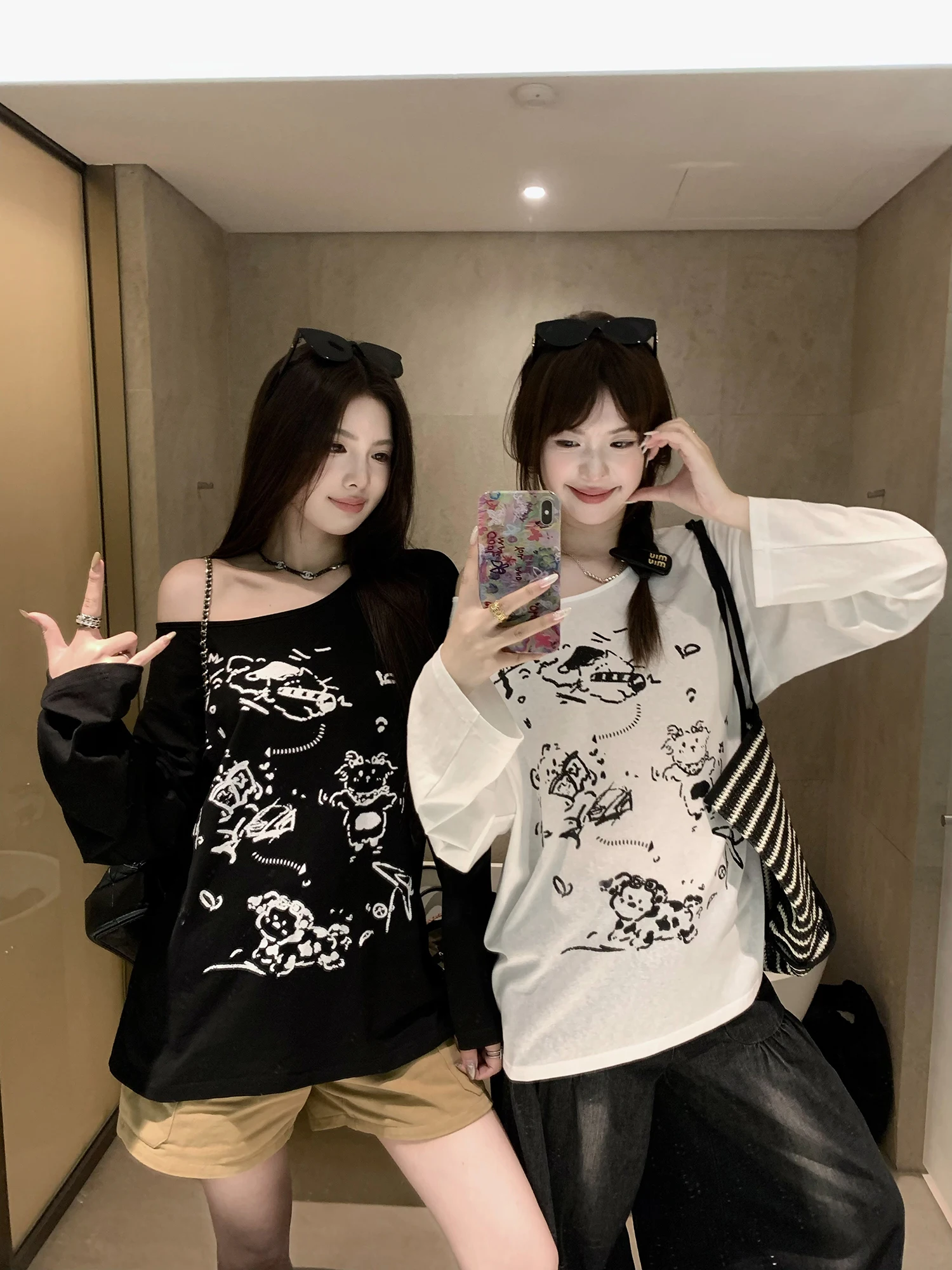 

Женская футболка с длинным рукавом и принтом снежинок из полупрозрачного хлопка в стиле Casual, свободного кроя, от Xiao Jun Jun Britney Pet Paradise