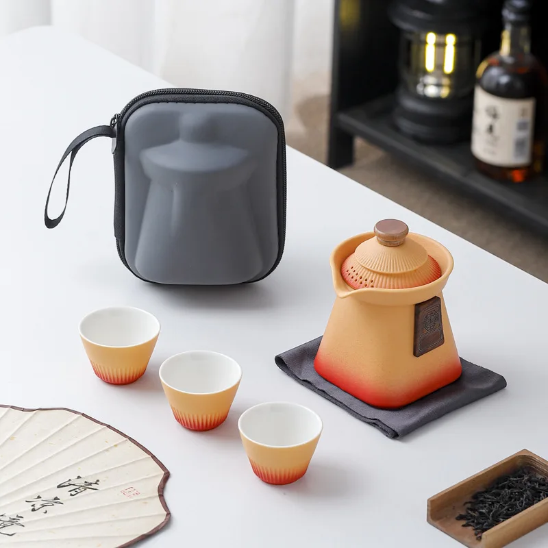

Portable Outdoor Business Hand Gift Teaware Sets Chinese Palace Museum Creative Palace Style Travel Tea Set Quick Guest Cup