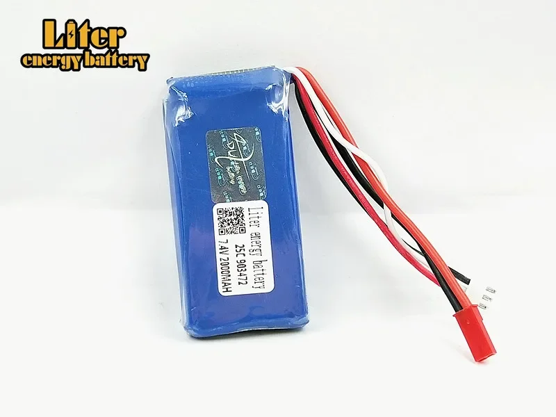 7,4 В 2000 мАч Lipo аккумулятор для WLtoys L959 L969 L979 L202 L212 Автомобили с дистанционным управлением Huanqi 955 Лодки Li-po 7,4 В 2s Jst 25c 903472