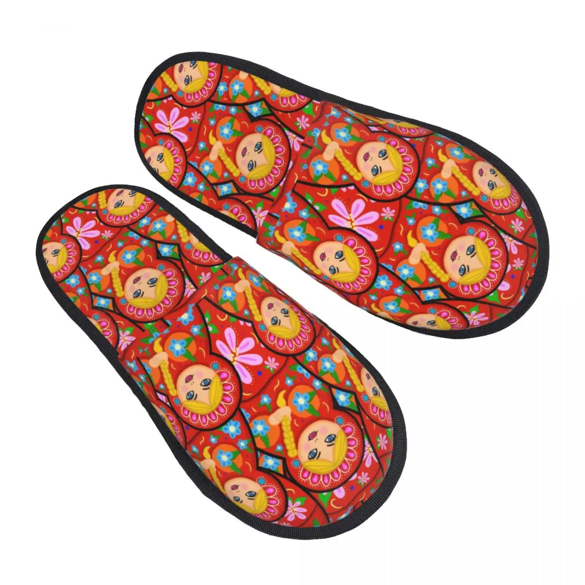 

Russian Doll Matryoshka House Slippers Soft Warm Russia Folk Babushka Pattern Memory Foam Fluffy Slipper Indoor Outdoor Shoes