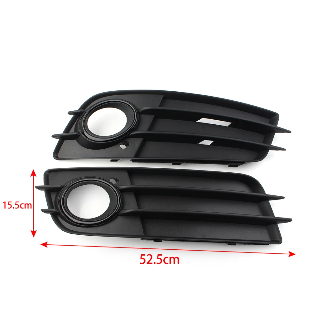 2x Black Car Front Bumper Fog Light Grille Cover Replacement For Audi A4 B8 S-Line S4 2008 2009 2010 2011 2012