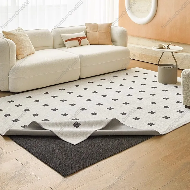 [Double-Layer Removable and Washable Machine Wash] Cream Style Carpet Living Room New Non-Adhesive Floor Mat Sofa and Tea Table