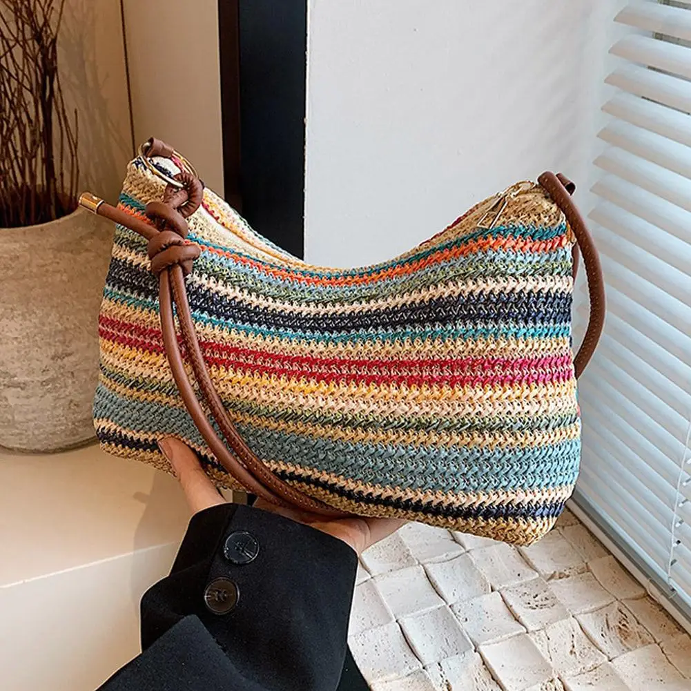 

Летняя соломенная сумка, модные сумки, повседневная сумка через плечо, большая вместительная сумка на плечо, тканые соломенные сумки