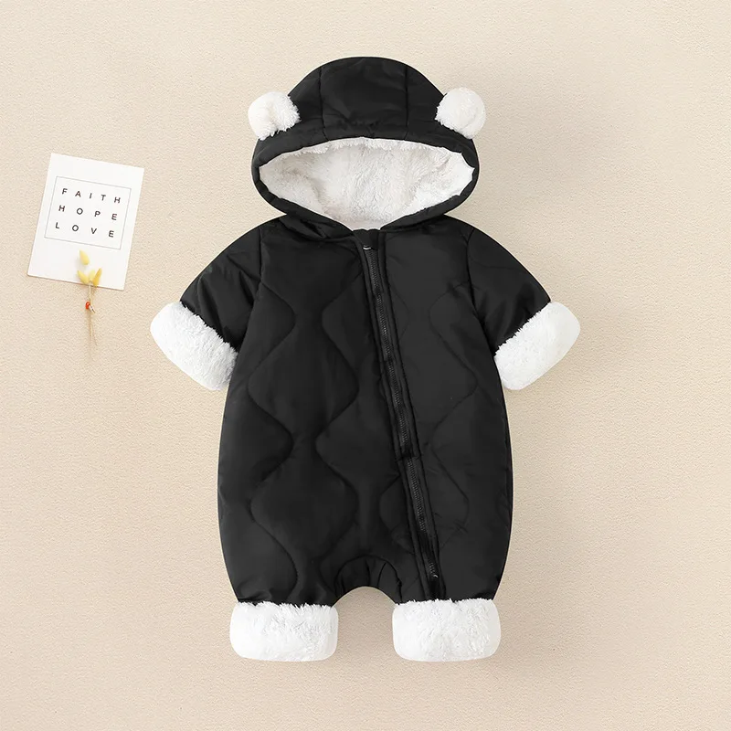 NEUE Herbst-Winter Baby-Outwear, Einteiler, Warme Kleidung für Kleinkinder, Mädchen- und Jungen-Samt-Strampler, Cartoon-Bär Baby-Jumpsuit – Detail 8