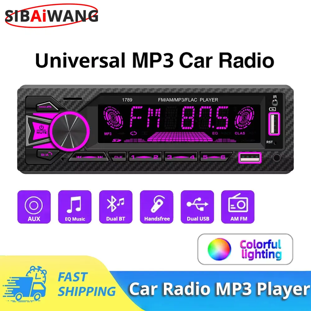 

1Din Bluetooth Car radio MP3 Player 60W*4 Audio Car Stereo FM AM Raidos EQ Aux input Dual BT Mode Dual USB 12V FLAC Lossless
