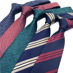 Luxury 8CM Mens Tie Necktie Stripes Striped Plaid Neck Ties For Man Groom Jacquard Woven Ascot Formal Business Party Accessories