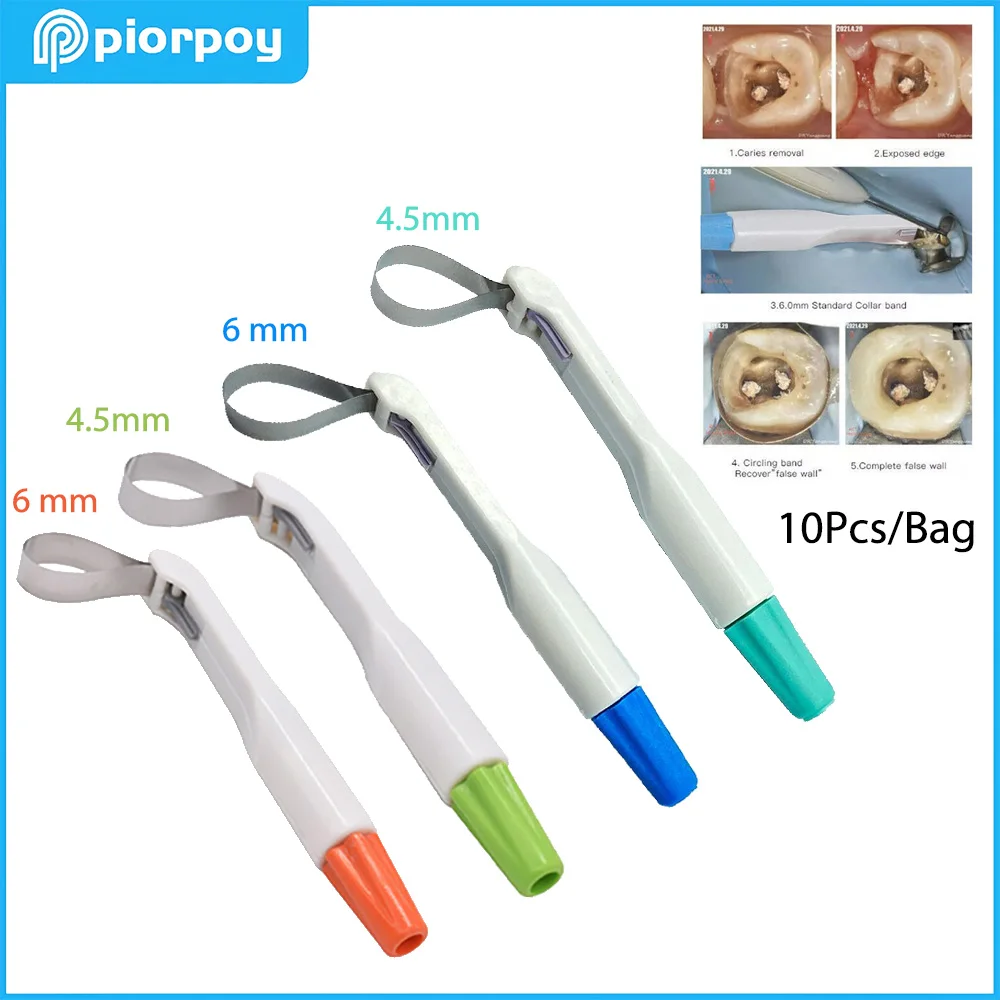 

PIORPOY10Pcs Adjustable Dental Matrix Band Matrice Ring System Sectional Contoured Matrice4.5/6mm Stainless Steel Dentistry Tool