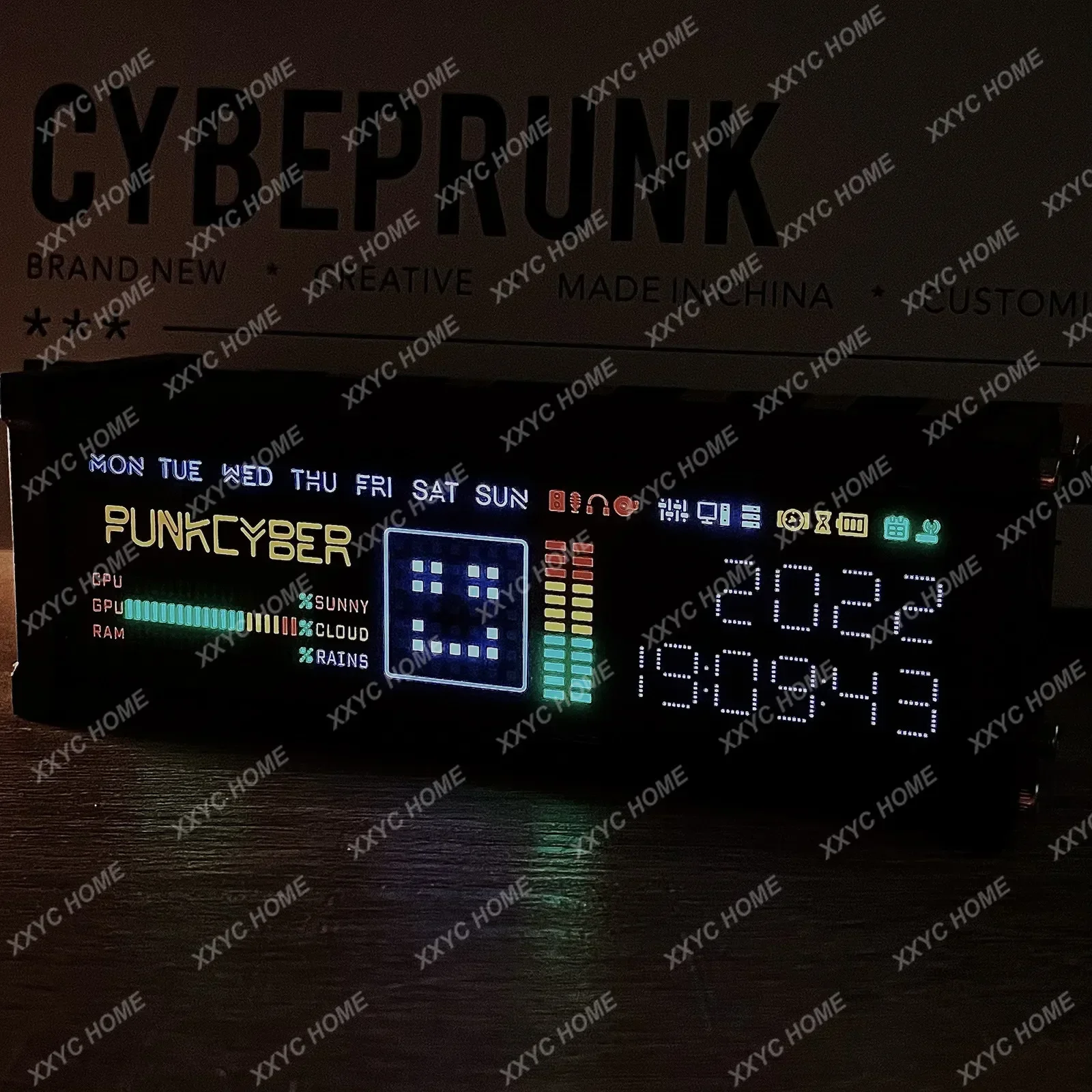 WFD Retro Electronic Tube Clock Pseudo-Fluorescent MatrixSpectrum Function Desktop Decorations