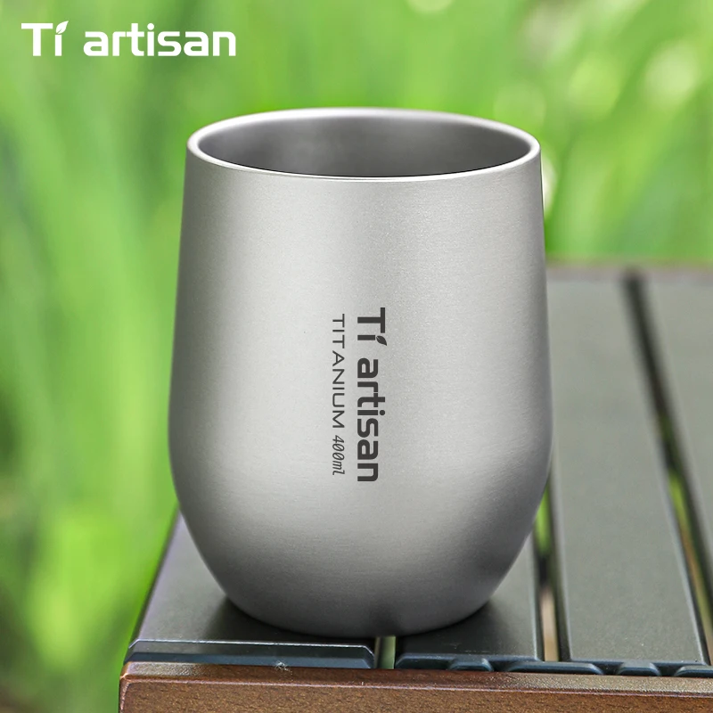 Tiartisan 255ml/400ml Pure Titanium Beer Cup Outdoor Camping Drinkware Lightweight Portable Double Layer Coffee Tea Mug gallery 2
