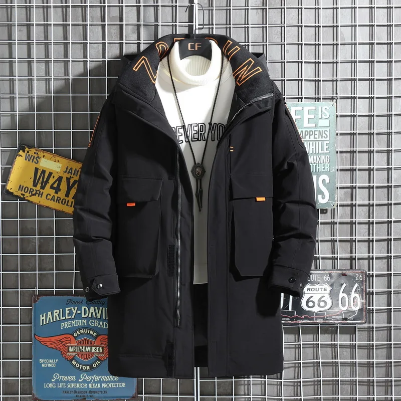 Winter Jacket Men White Duck Down Hooded Warm Down Coats Mens Fashion Long Slim Fit Black Winter Jacket Men Casual Clothing