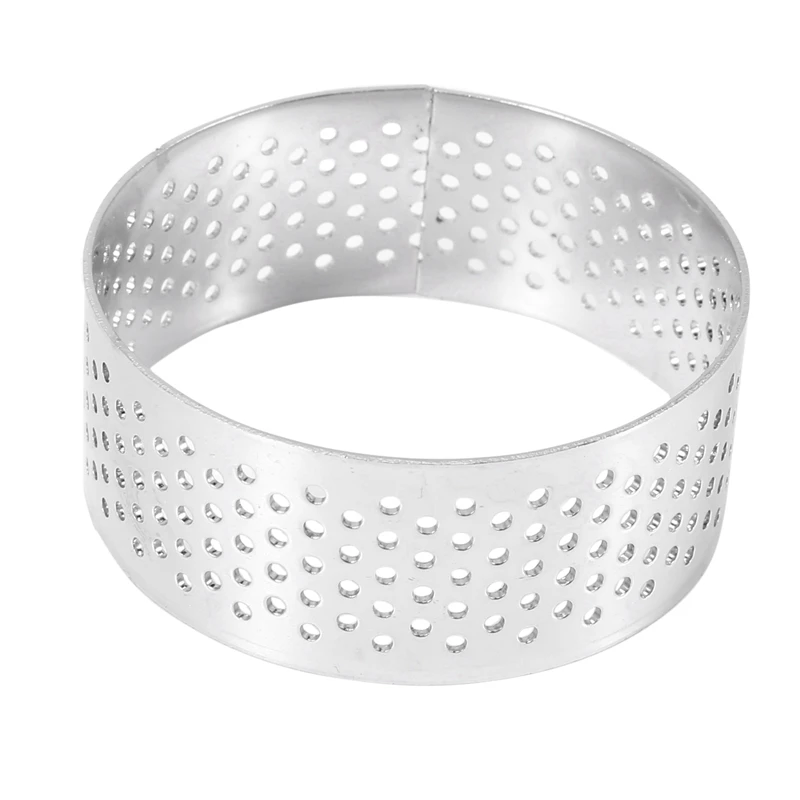 50 Pack 5Cm Stainless Steel Tart Ring, Heat-Resistant Perforated Cake Mousse Ring, Round Ring Baking Doughnut Tools