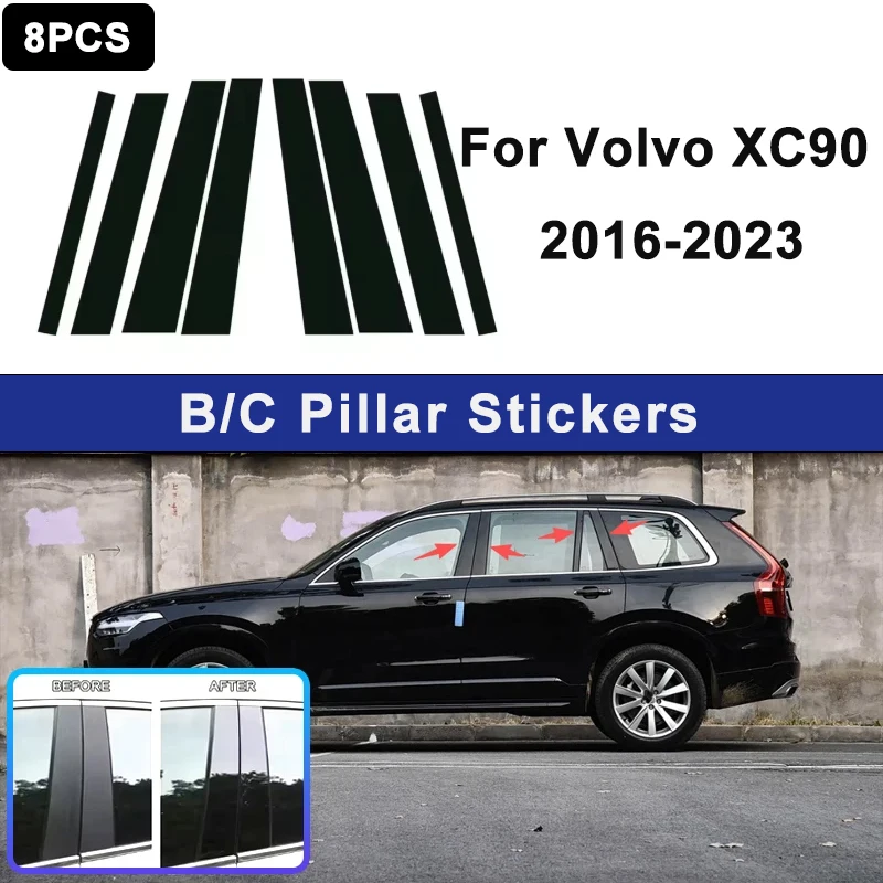 

For Volvo XC90 2016-2023 Window B C Pillar Post Cover Trim Stickers Door Column Decorative Exterior Accessories