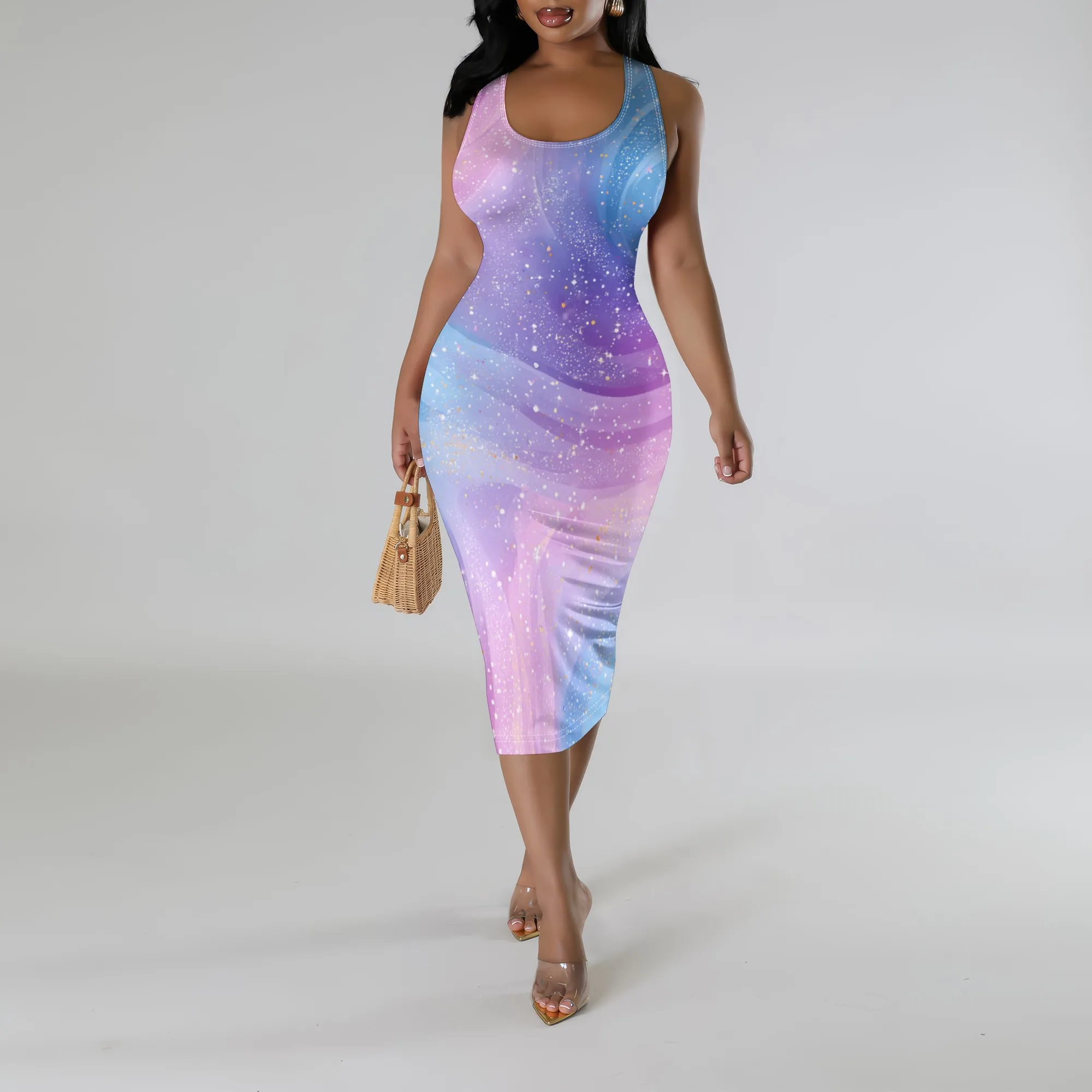 

Women's Strapless Rainbow Mini Dress Summer Beach Party A-Line Flared Dress Y2K Aesthetic XS-3XL