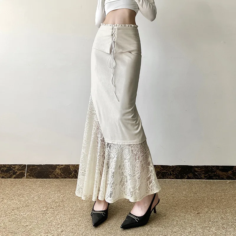 Autumn New Fashion Sexy Solid Color High Waist Wrapper Hip Mid length Skirt