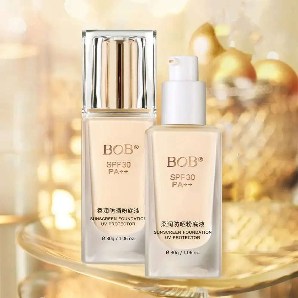 Non-Fluffing Lightweight Liquid Foundation 30ml Volume Sweatproof Waterproof Foundation Sunscreen Naturally Face Base Cream