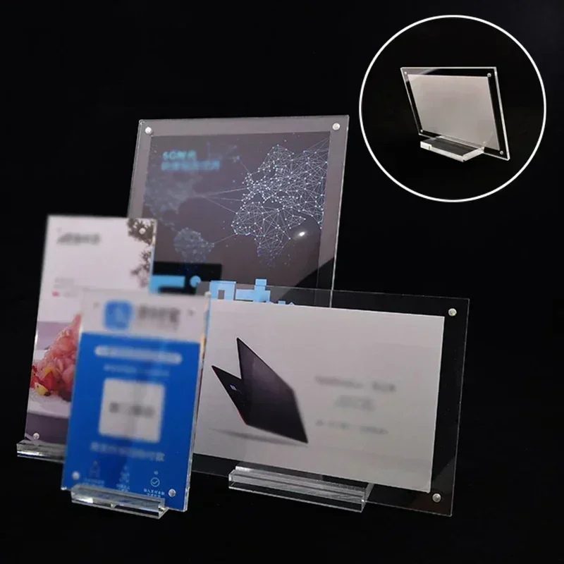 Acrylic Desktop Display Frame Table Card Sign Collection Photo Protection Holder Magnetic Album Postcard Souvenir Display Stand