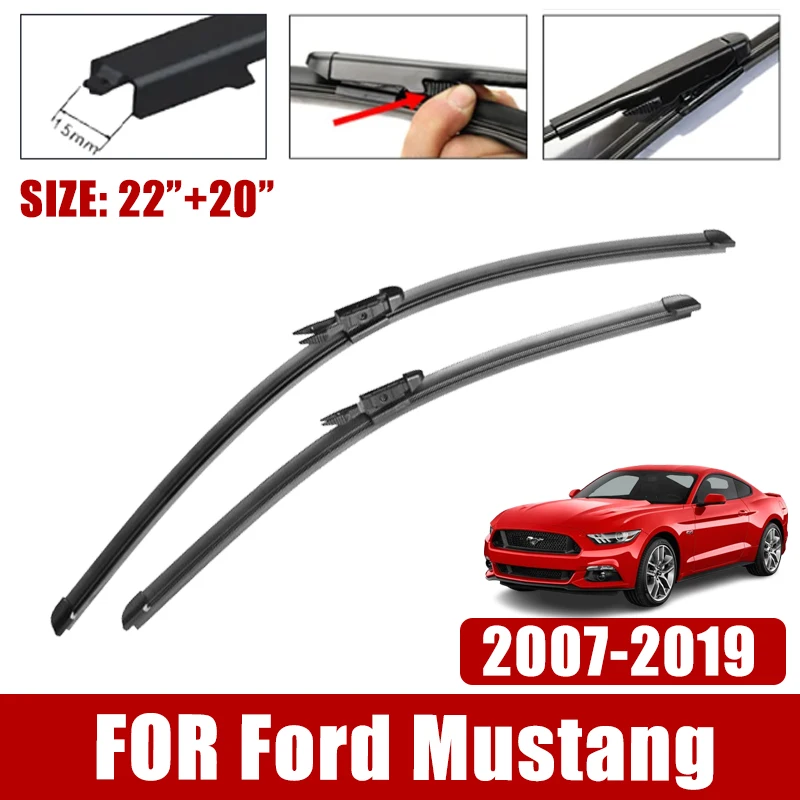 Car Wiper Blade For Ford Mustang 2007-2019 S550 EcoBoost Export GT 2018 Rubber Windscreen Windshield Wipers Cleaning Accessories