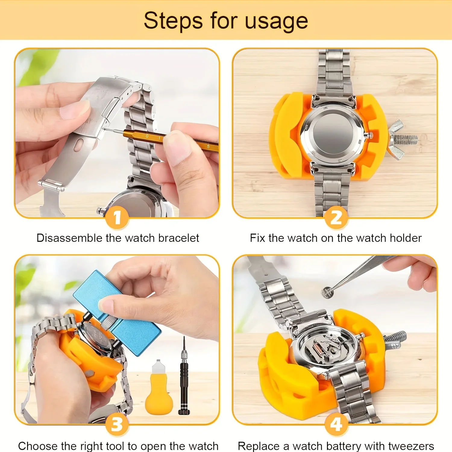 Watch Battery Replacement Kit Service Screwdriver Watch Band Replacement Tool Shell Opener Ideal Choice for Gifts