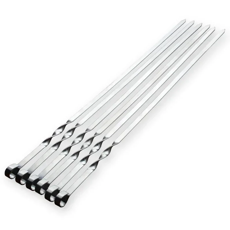 55cm BBQ Skewers Long Handle Shish Kebab Barbecue Grill Sticks Wood BBQ Fork Stainless steel Outdoor Grill Needle Bags