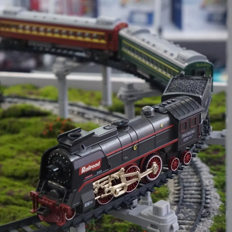 

Remote Control Retro Steam Train Railway Set Model Toy Children's Green Rail Car Educational Toys Gift for Kids Christmas gifts