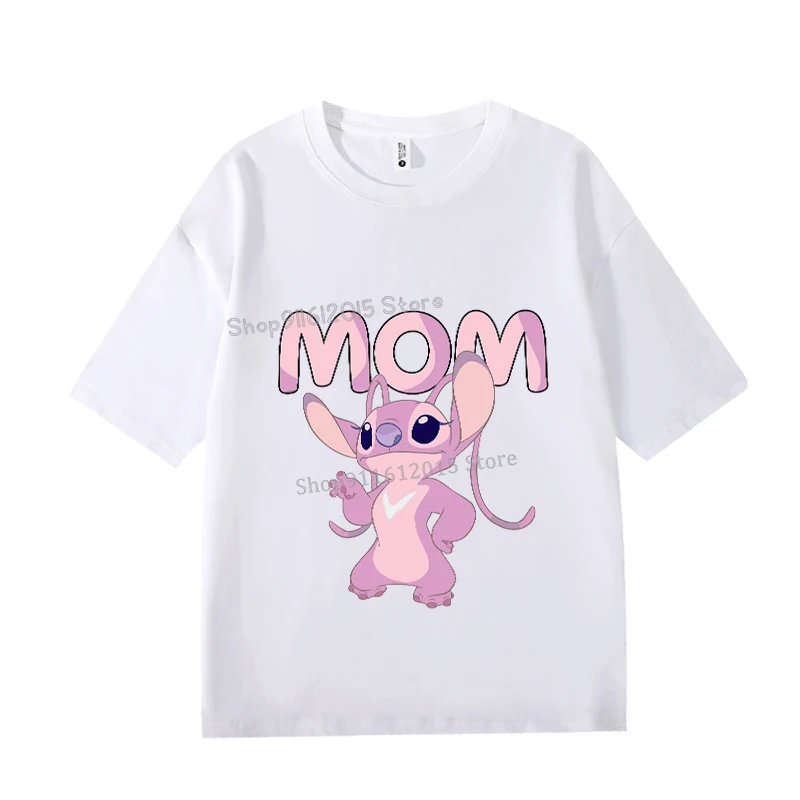 Stitch Angel Matching Outfits T-Shirts Family Suit Tees Dad Mom Boy Girl Tops Parent-Child Clothing Short Sleeve Couple Outfit