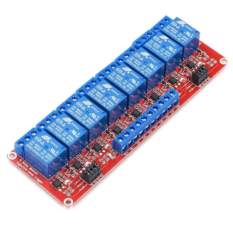 ABGE-For PIC AVR MCU 8 Channel 5V Relay Module With Optocoupler, High Low Level Trigger Shield For DIY Projects