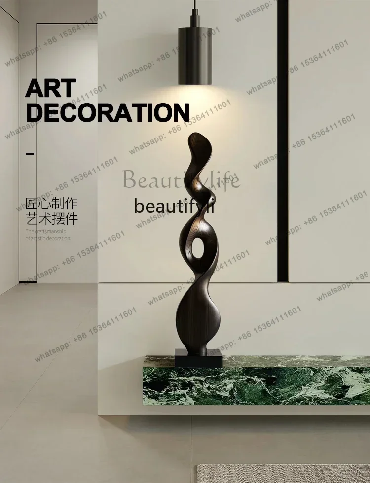 Factory Direct Abstract solid wood sculpture ornament Hotel porch vertical decoration soft decoration artwork