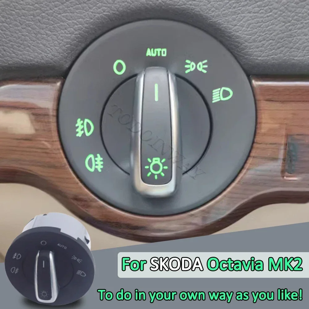 LED  AUTO headlight sensor fog lamp switch dashboard control button upgrade kit for SKODA Octivia 2007 2015 2014 car accessories