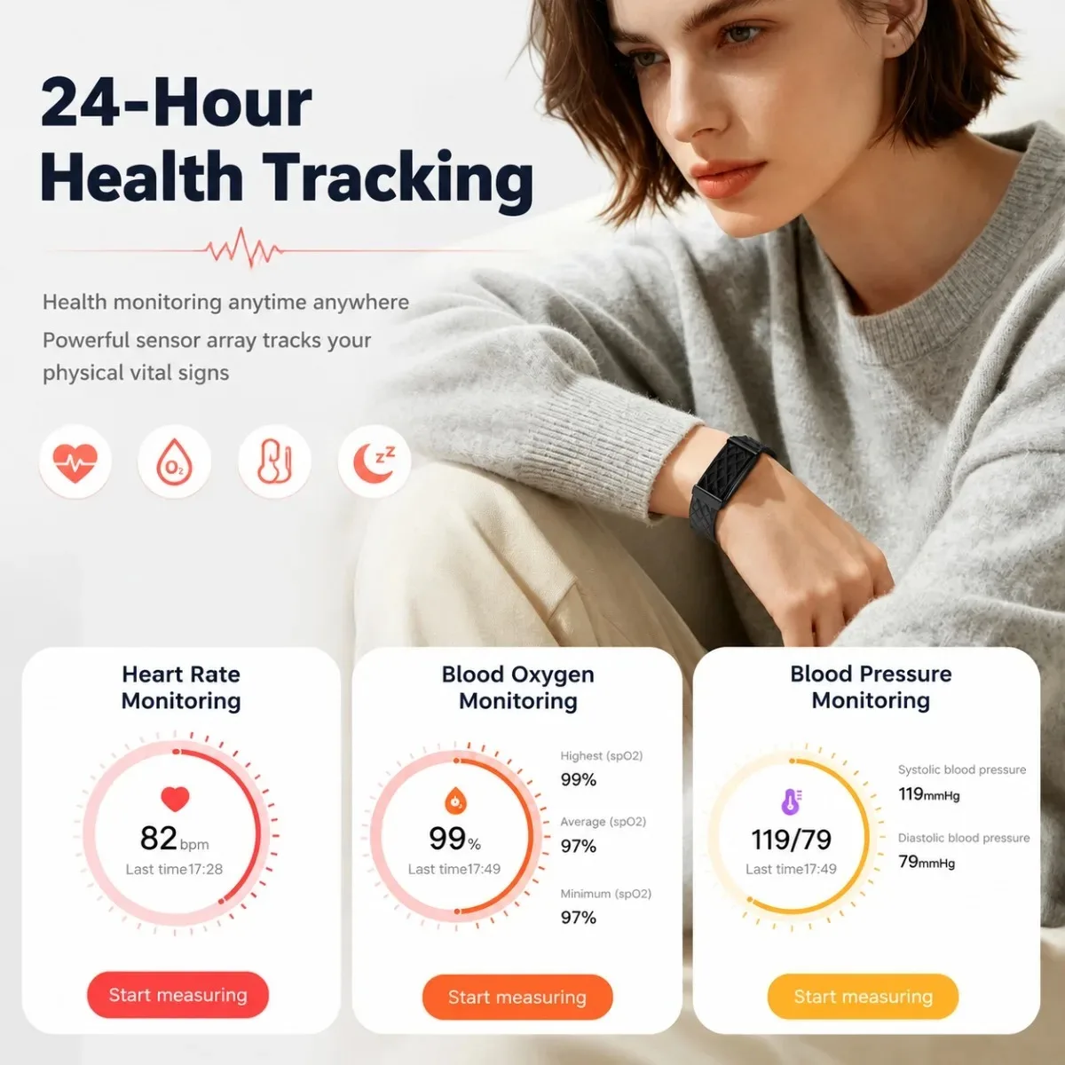 Long Battery Life 2026 New Smart Watch Screenless Smart Wristband Fitness Track Online OTA Sport Bracelet Waterproof Smartwatch