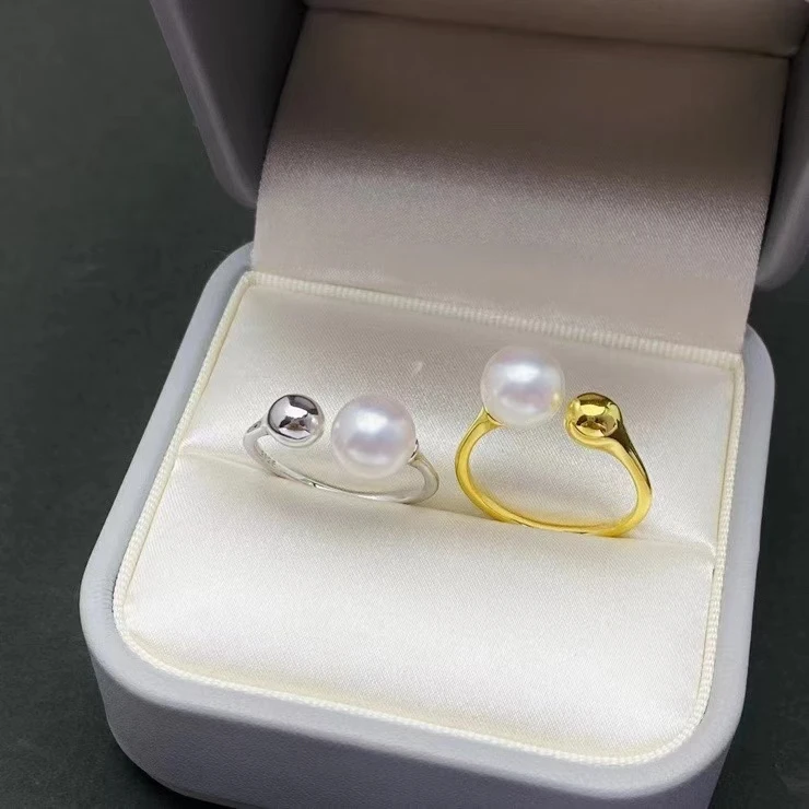 

Регулируемое кольцо из стерлингового серебра 925 пробы, крепления, аксессуары, детали для жемчуга 7-8 мм, 5 шт./лот