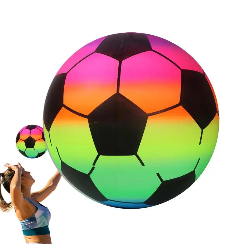 Rainbow Ball 9 Inch Printed Football Basketball Rainbow Ball Inflatable Playground Balls Toy Sports Outdoor Prop For Child Game