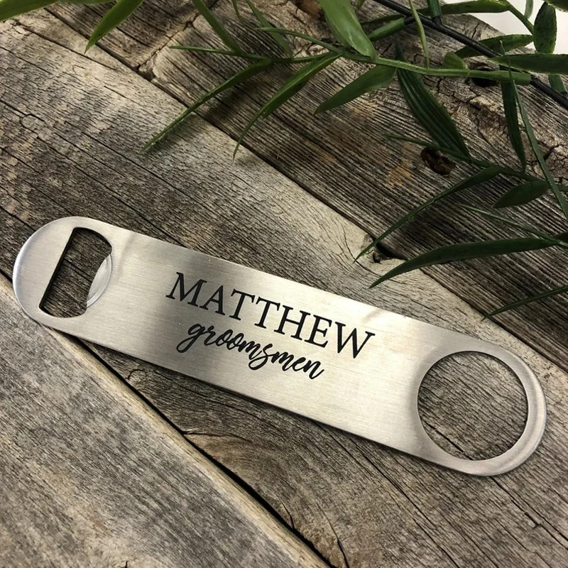 Custom Bottle Opener Men Stainless Steel Black Beer Bottle Opener Engraved Name Personalized Bachelor Party Groomsmen Gift