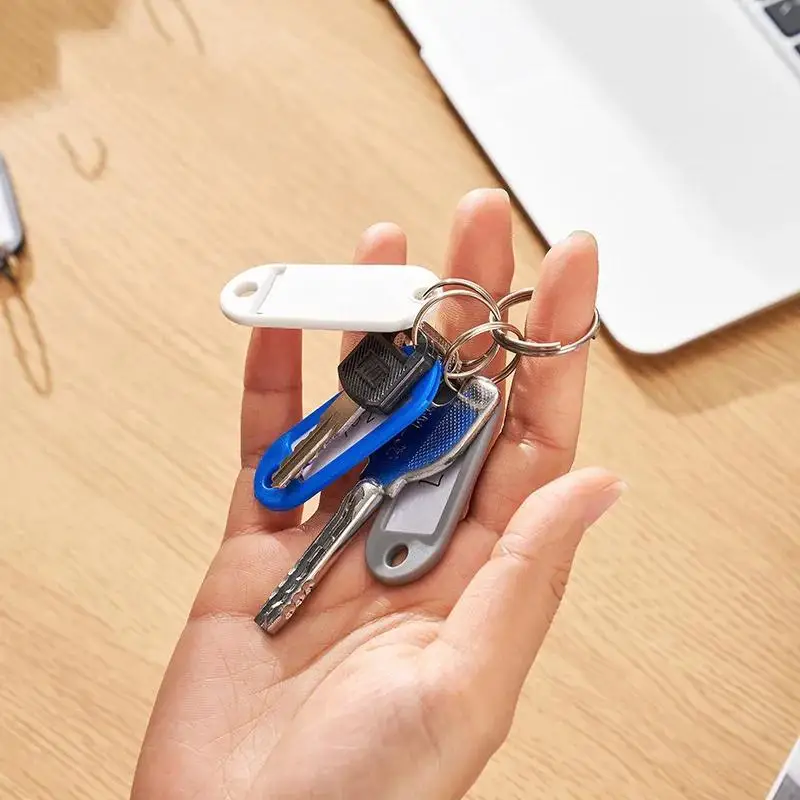 50 Stück Schlüsselanhänger mit Etiketten, Schlüsselkette, ID-Anhänger, Namensschilder, Schlüsselring, Zubehör für Schlüsselanhänger, Hotel, Büro, Großhandel – Detail 4