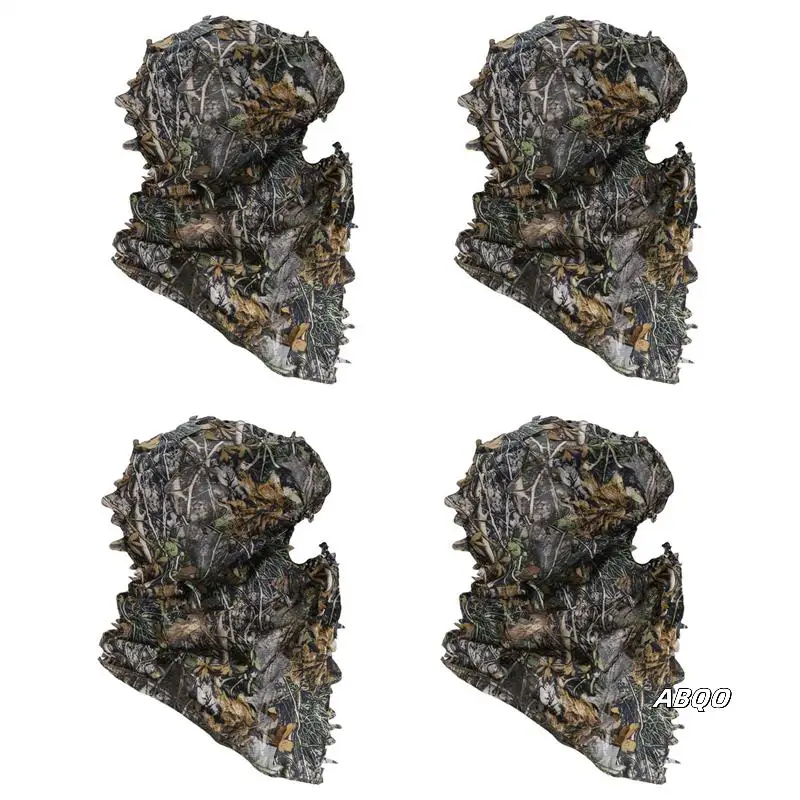 

4X Camouflage Hunting Leafy 3D Face Mask Hood Outdoor Hunting Fishing Headgear Camo Hat
