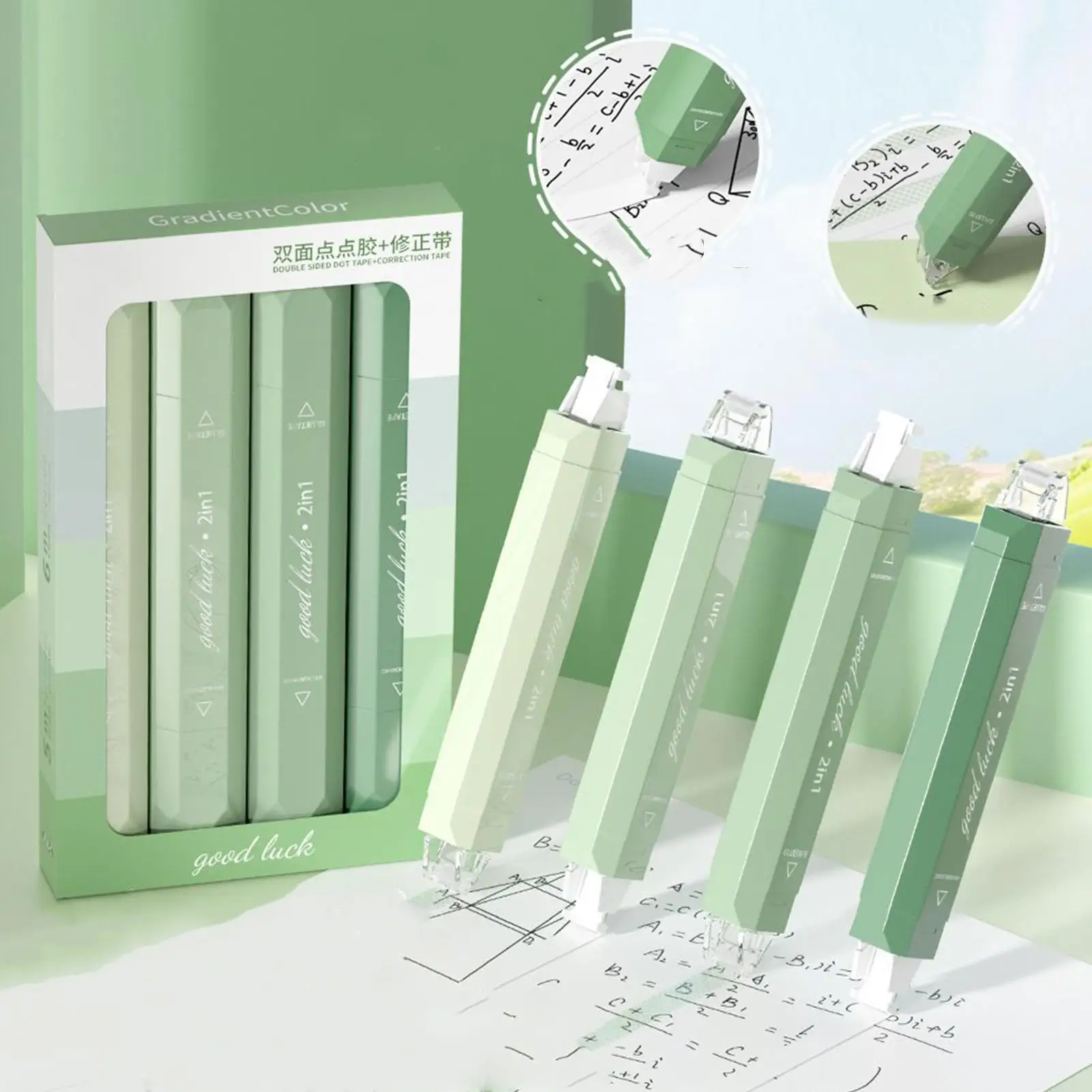 الأبيض خارج الشريط القلم 4 قطع على الوجهين اللوازم المدرسية شريط لاصق الأسطوانة للحرف اليدوية للرجال النساء بنين بنات الشباب المراهقين الابن