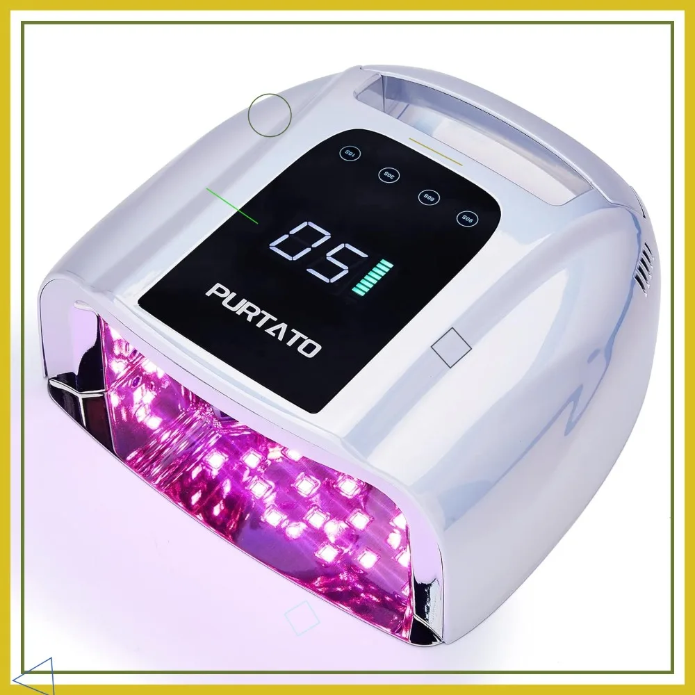 96W Cordless UV LED Nail Lamp with 4 Timers & Smart Sensor, Portable for Home Salon