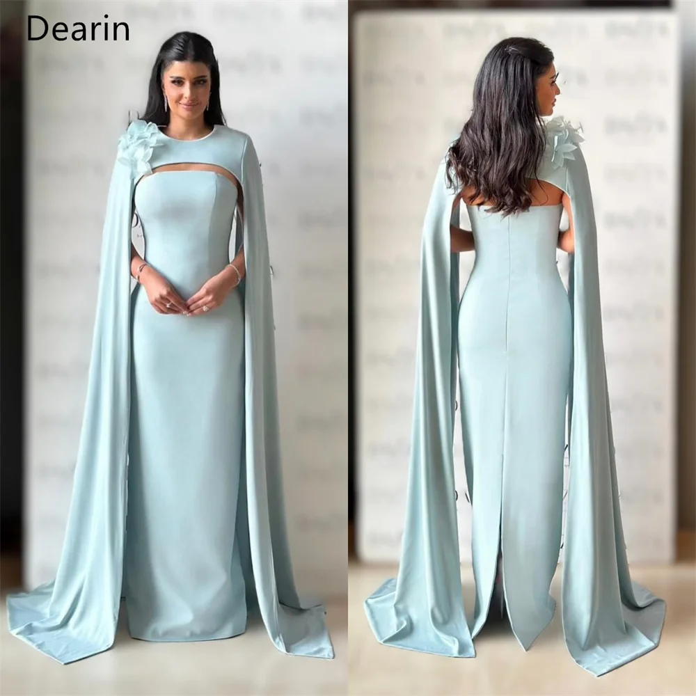 Customized Formal Gown Evening Prom Dress Dearin Scoop Neckline Column Floor Length Skirts Stole Applique Bespoke Occasion 