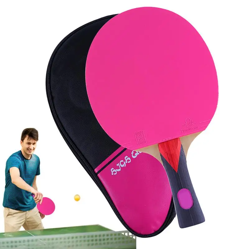 

Colored Ping Pong Racket Carbon Bat Set With Carrying Case Table Tennis Bats 1 Player Set for Indoor Outdoor Home Gym