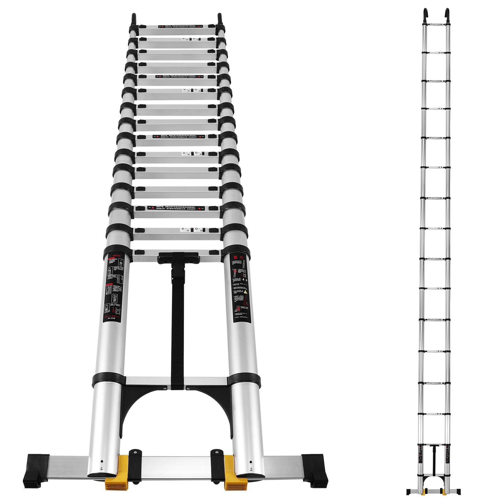 

Aluminum 7.1 Meter Collapsible Ladder with 2 Triangle Stabilizer Multi-Purpose Extension Folding Ladder for RV Home Outdoor Work