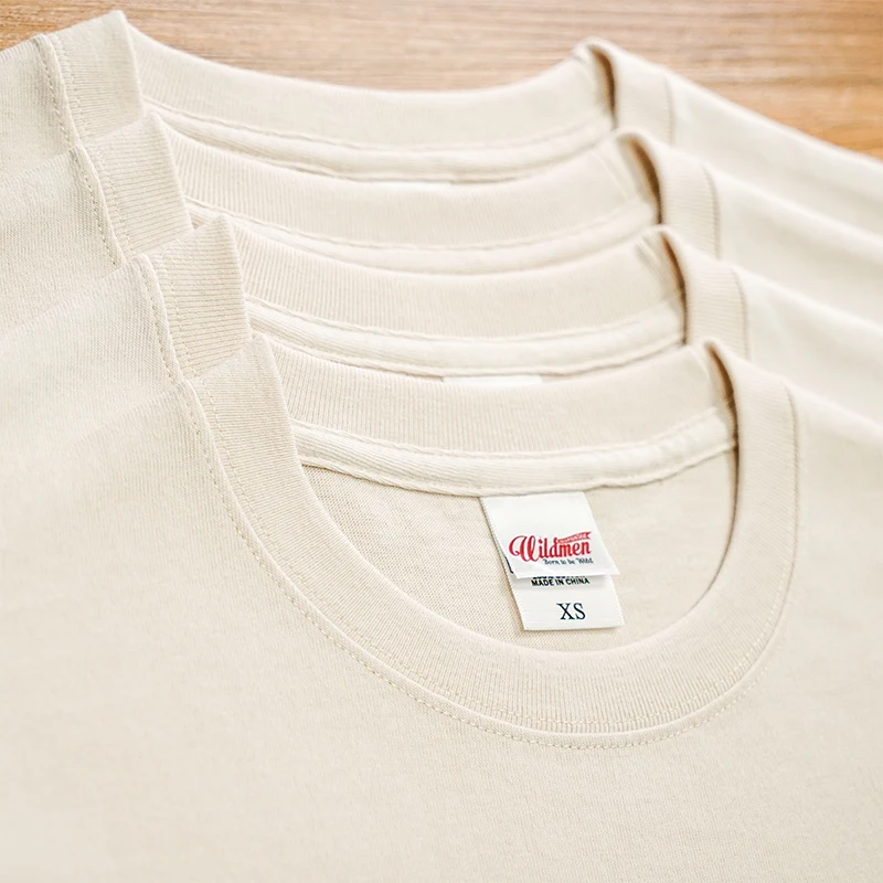 

Retro Pure Cotton ort Sve T-irt round Ne Base irt for Men And Women White Beige Color Casual Comfortable Fit