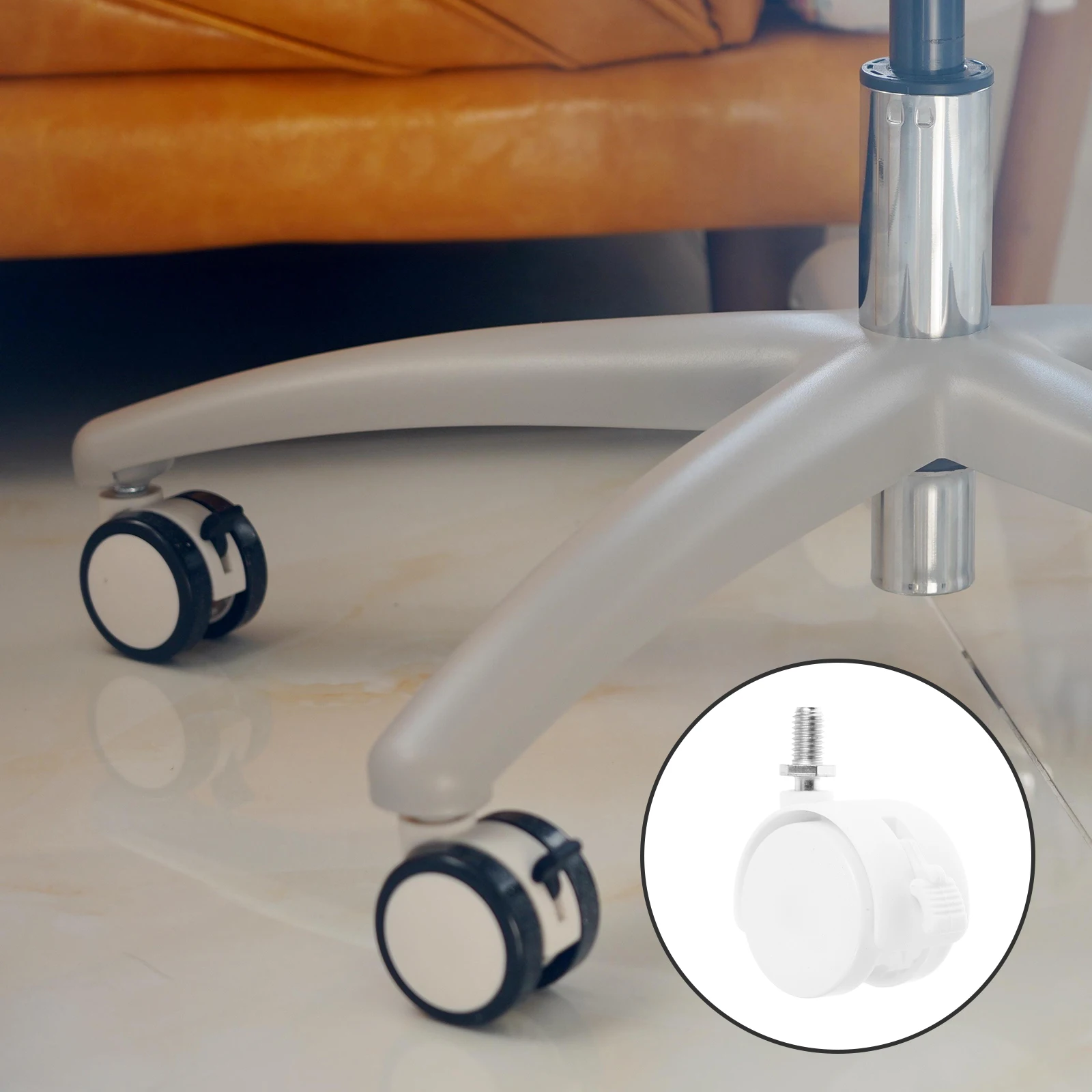 4 Pcs Caster Wheels Brake Casters Desk Chair Replacement Desktop Furniture White Gaming Shopping