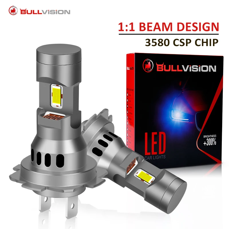 

2Pcs Turbo H7 LED 1:1 Size Lights Mini Head Lamp 3580 CSP Wireless H4 9005 9006 Car LED Headlight Bulbs with Fan 6000K White 12V