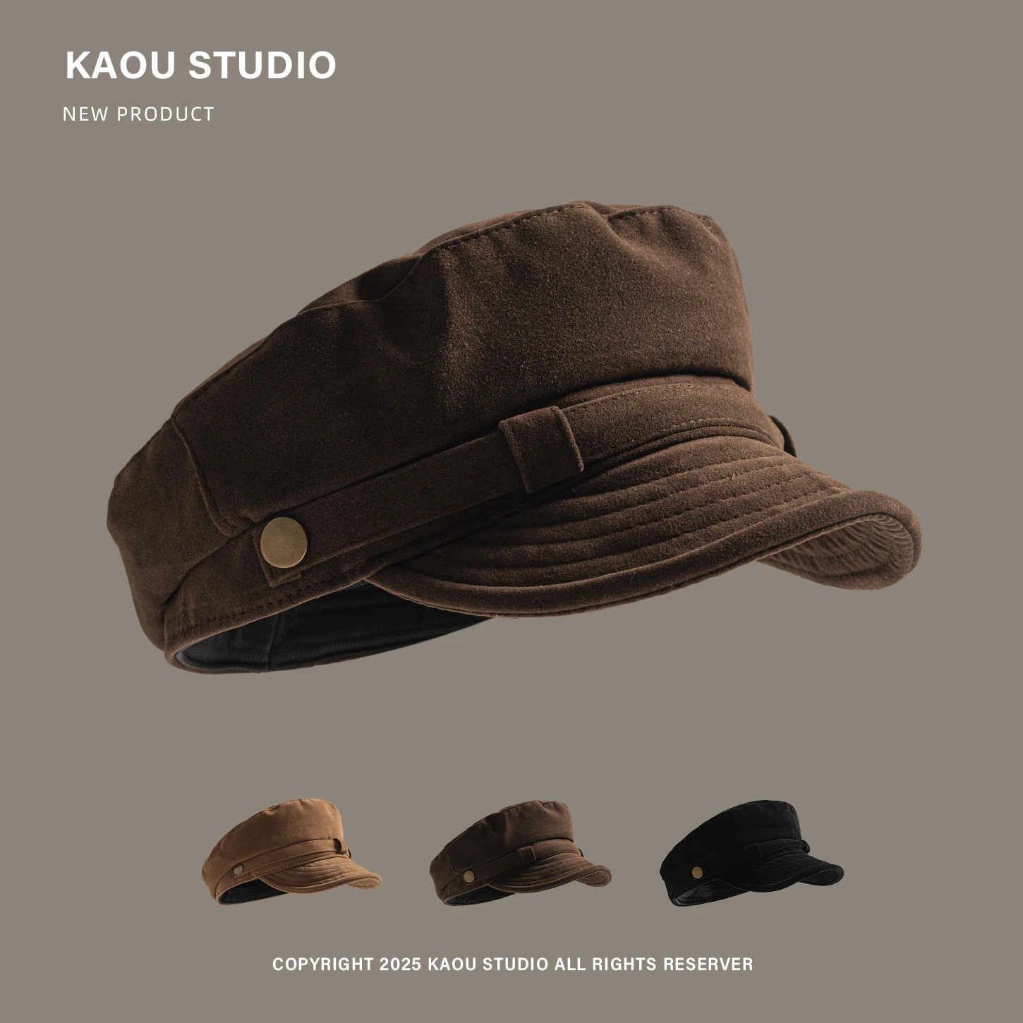 

Suede Flat Top Octagonal Hat for Women British Retro Autumn Winter New Style Newsboy Cap Trendy