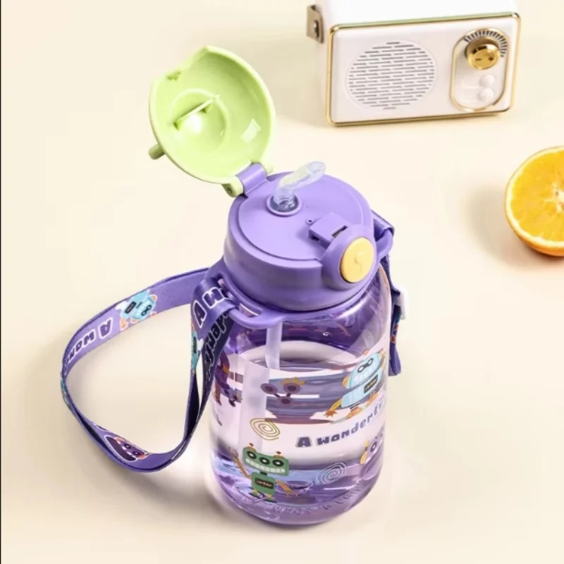 BPA-Free Water Bottle with Pop-Up Lid, Cartoon Design, Transparent & Portable Sealed, Ideal for Special Occasions, Holiday Gifts