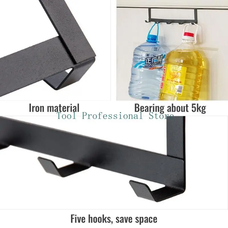 57QF Appendiabiti sopra i ganci della porta Ganci per riporre con 5 ganci Punzone antiruggine-fr