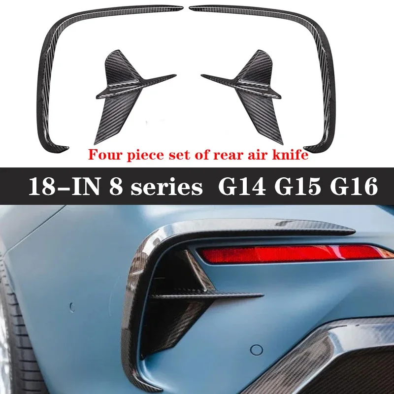 For BMW 8 Serie G14 G15 G16 830 840 Dry Carbon Fiber Car Front Bumper Wind knife Splitter Spoiler Canard Air Knife Surround Trim