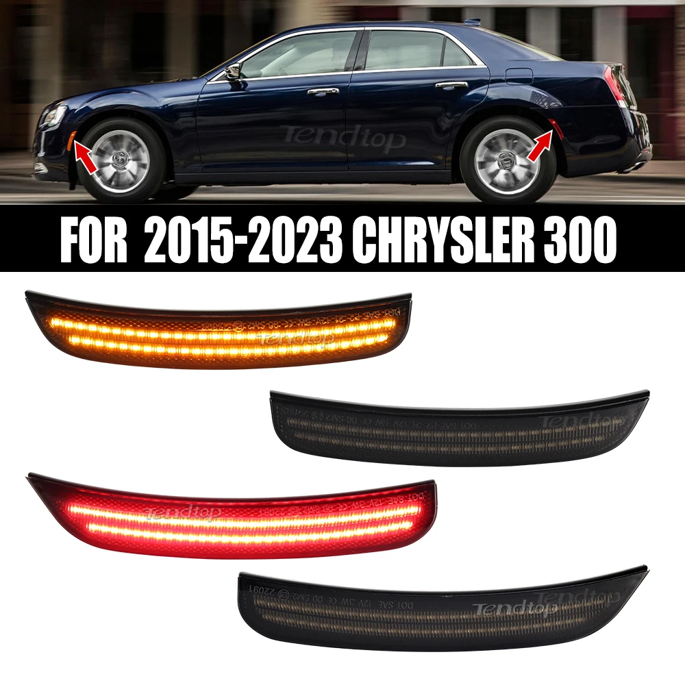 4 قطعة عدسة المدخن سيارة الجبهة الخلفية LED الوفير الجانب ماركر أضواء لكرايسلر 300 2015 2016 2017 2018 2019 2020 2021 2022 2023 #1
