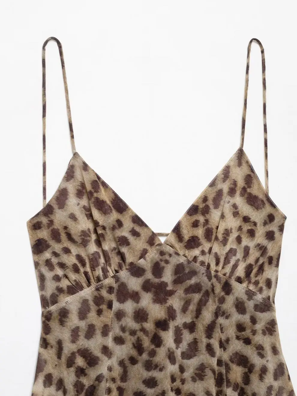 HH Damenmode Y2K-Style Strandkleid V-Ausschnitt Schlankes Sexy Rückenfreies Leopardenmuster Minikleid 2026 Sommer Vintage Outfit – Detail 9