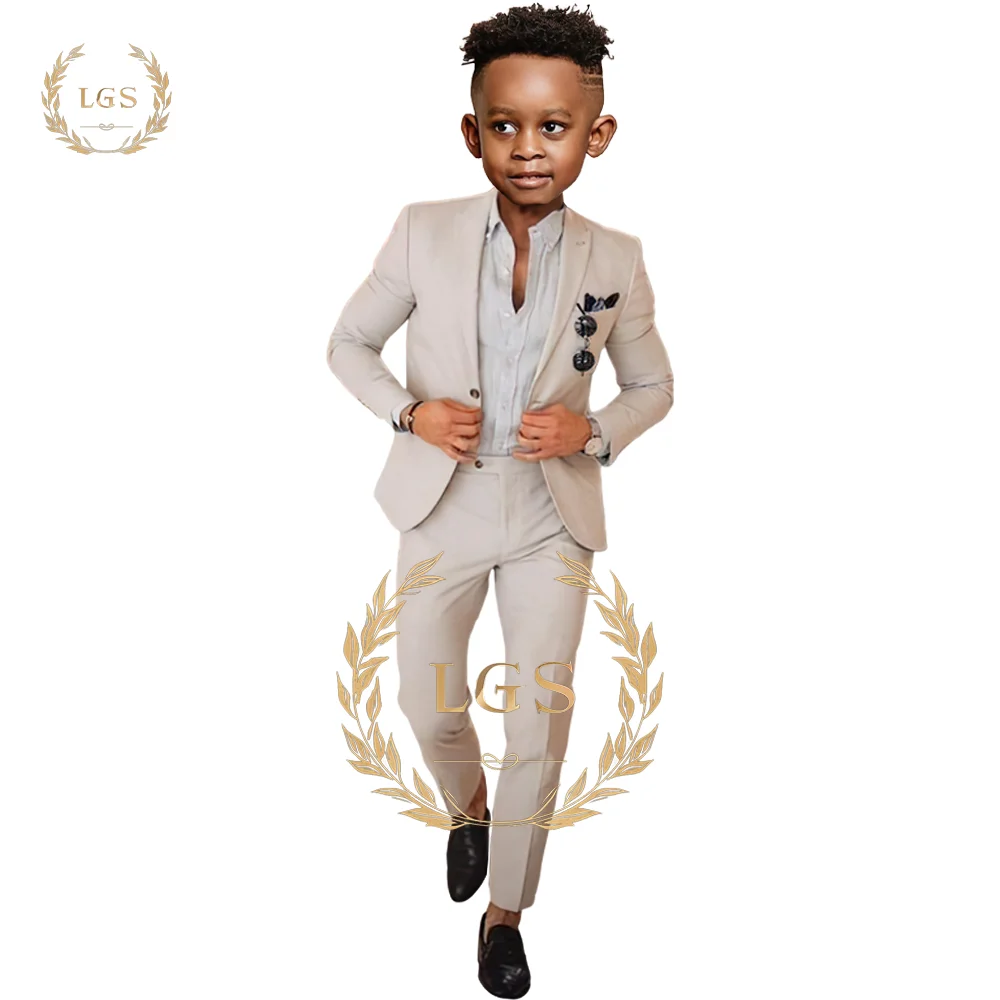 Linen boys' suit 2-piece set - suit + pants suitable for weddings, celebrations and dance parties, customized suit sets