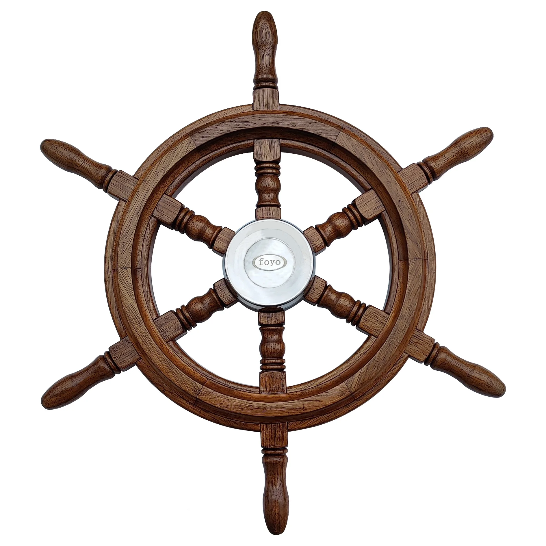 Classic Teak Yacht Wheel Made Of Teak & Stainless Steel Fits Standard 3/4